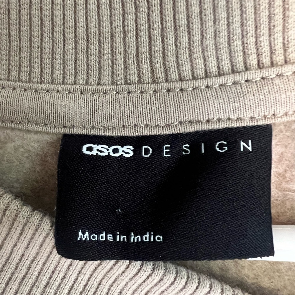 ASOS Crew Neck Long Sleeve Sweatshirt Beige Sz 2XL Basic Normcore Simple Thick - Picture 6 of 9